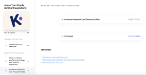 Screenshot of inside the Shopify app marketing program with Kollectify